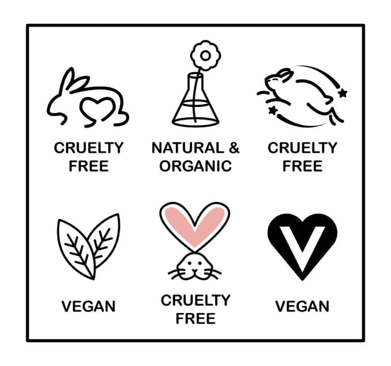 Cosmetics seals, vegan, Cruelty-free, Natrue